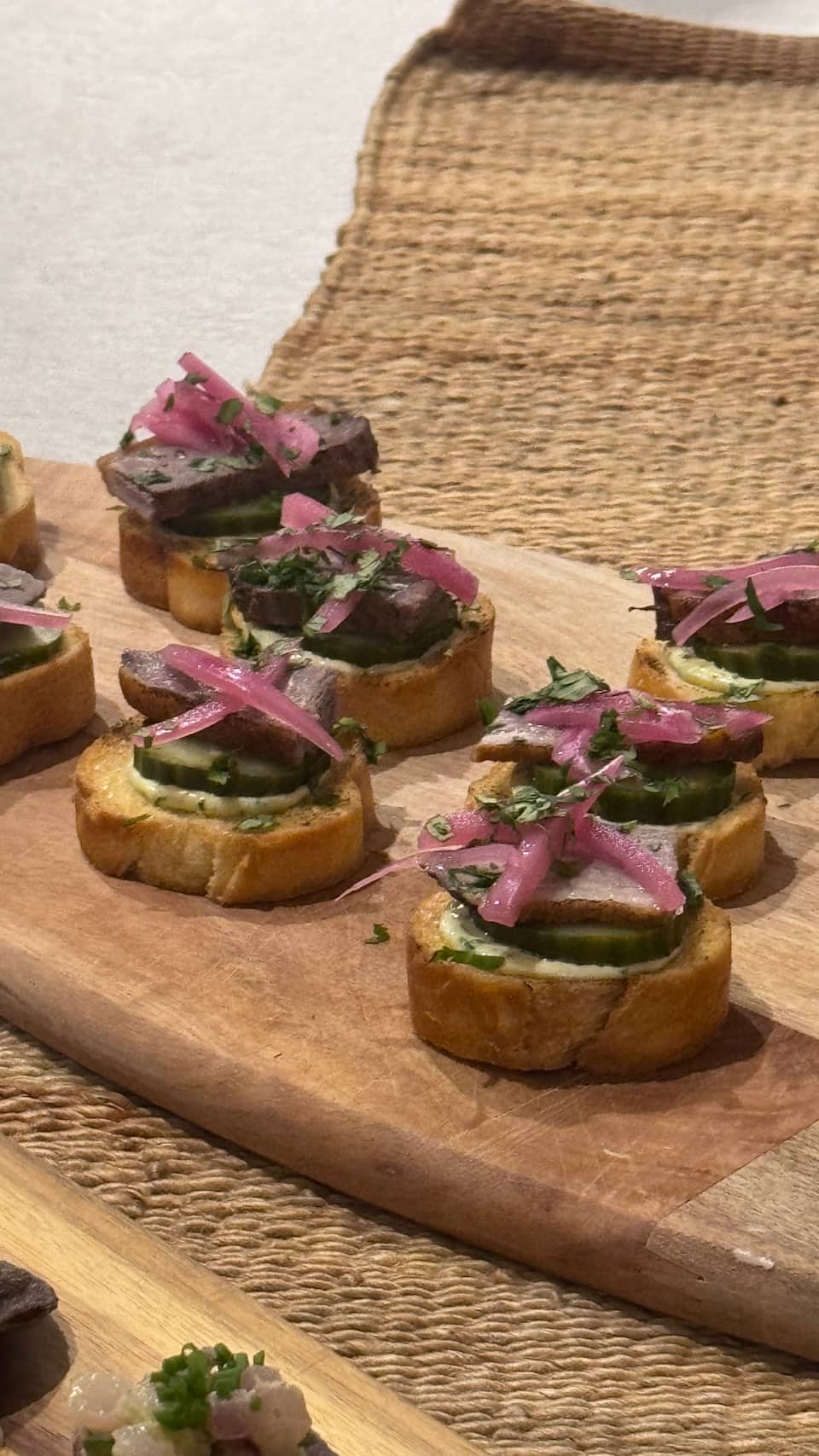 Italian-inspired crostini prepared for a private event